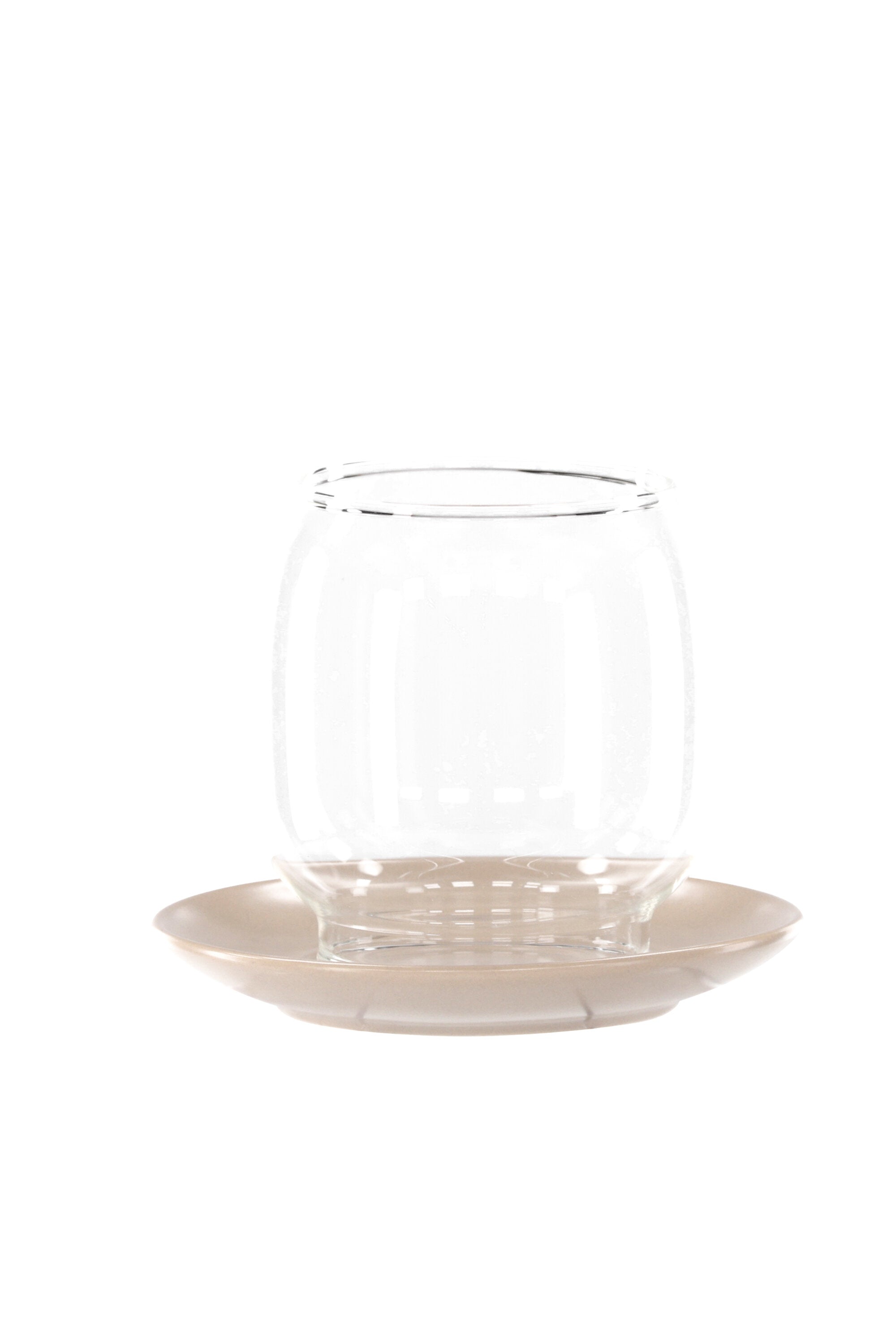 Archy Kerzenhalter Glas 12cm Beige / Schwarz Kerzenständer Kerzenschale Kerzenlaterne