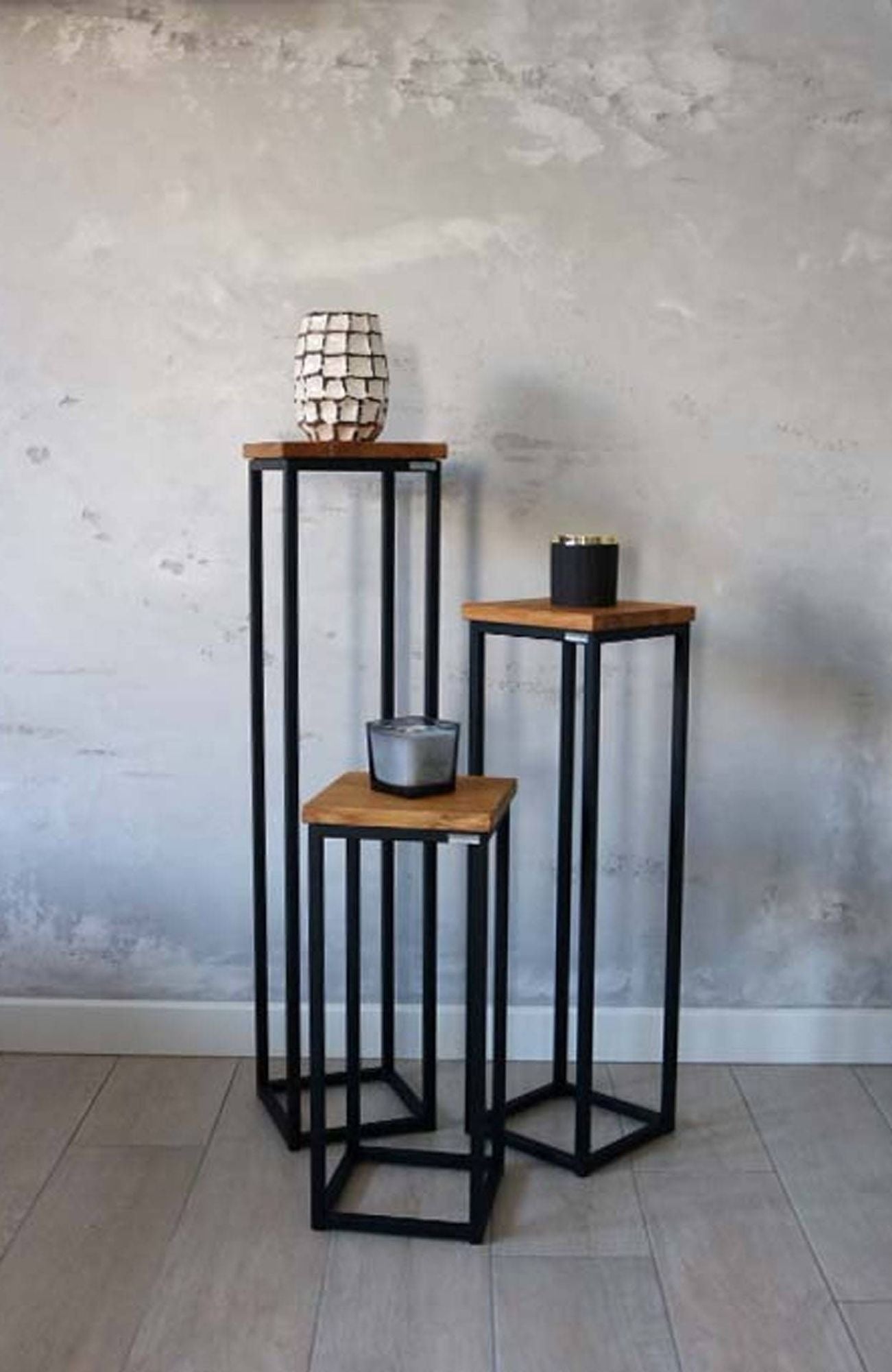 Dekoständer Blumenständer aus Eiche - naturgeölt Höhe 90 cm