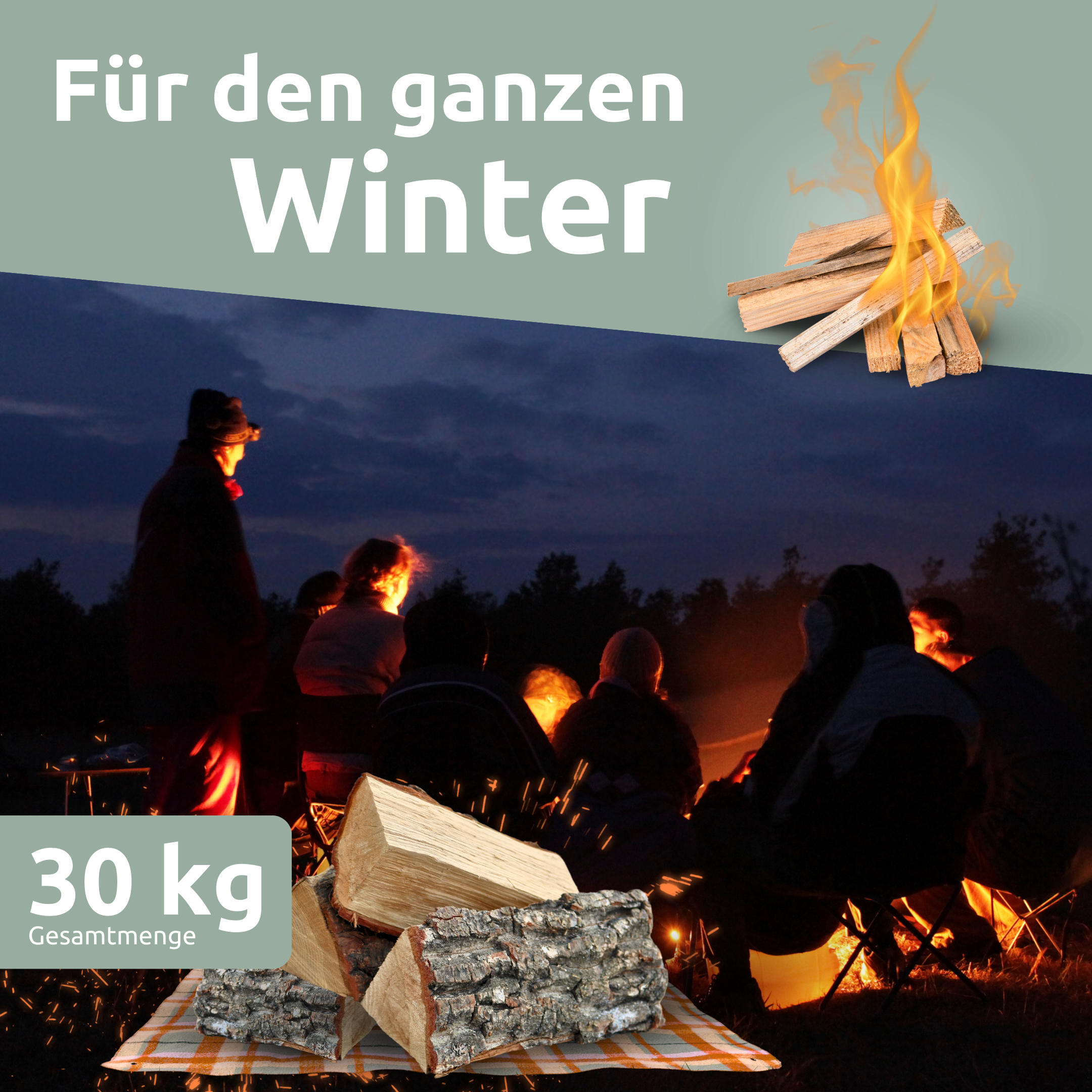 Brennholz Mischholz 30kg im Karton