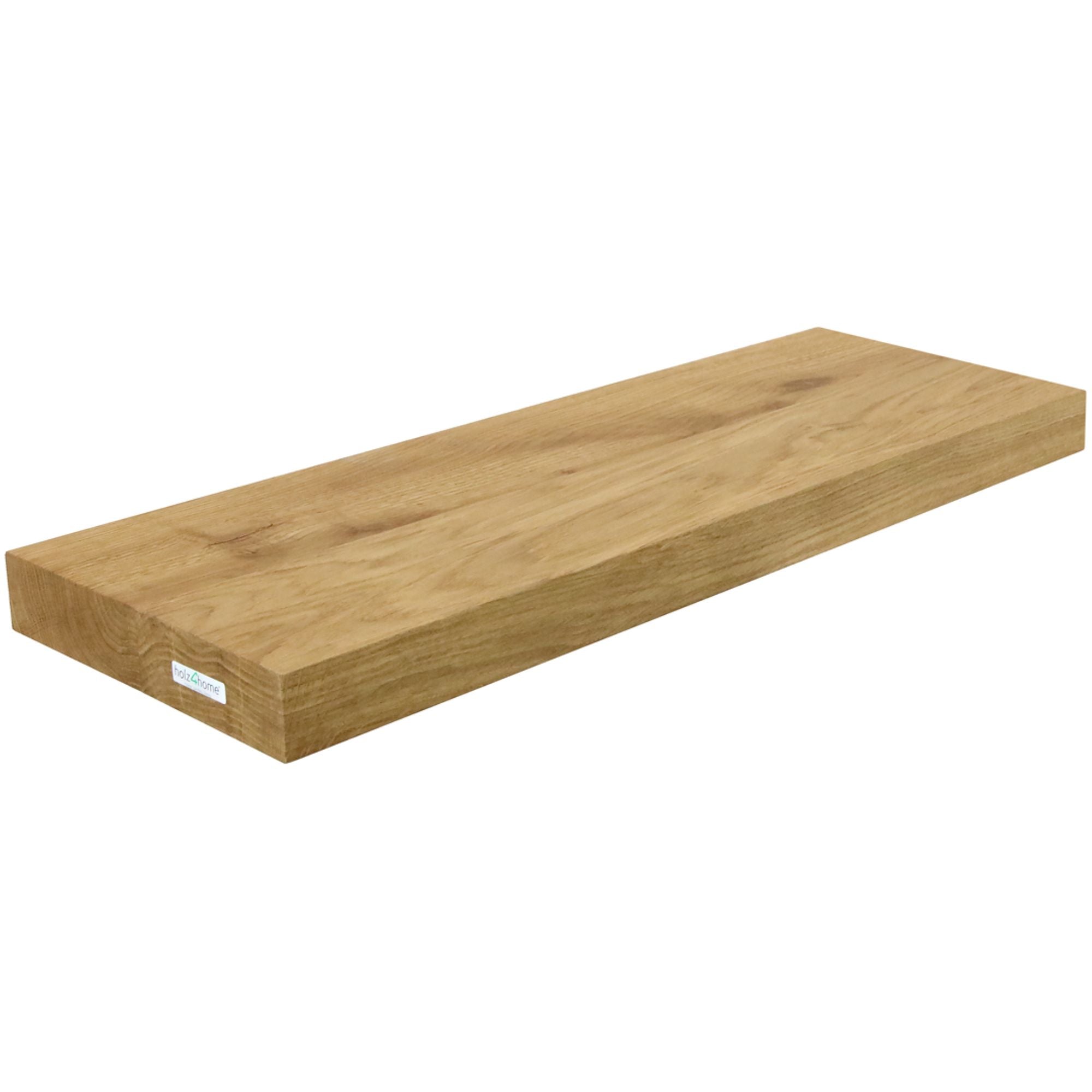 H4H338-Freisteller Schwebendes Wandregal aus massiver Eiche – Natur geöltes Massivholz Regal für stilvolle Wanddekoration Eiche ohne Baumkante 100 cm Eiche 60 cm ohne Baumkante