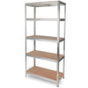 Schwerlastregal 90x40x180cm I belastbar bis 875kg I 5 Ablagen + Haken Silber