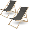 2er Set Liegestuhl aus Holz klappbarAnthrazit
