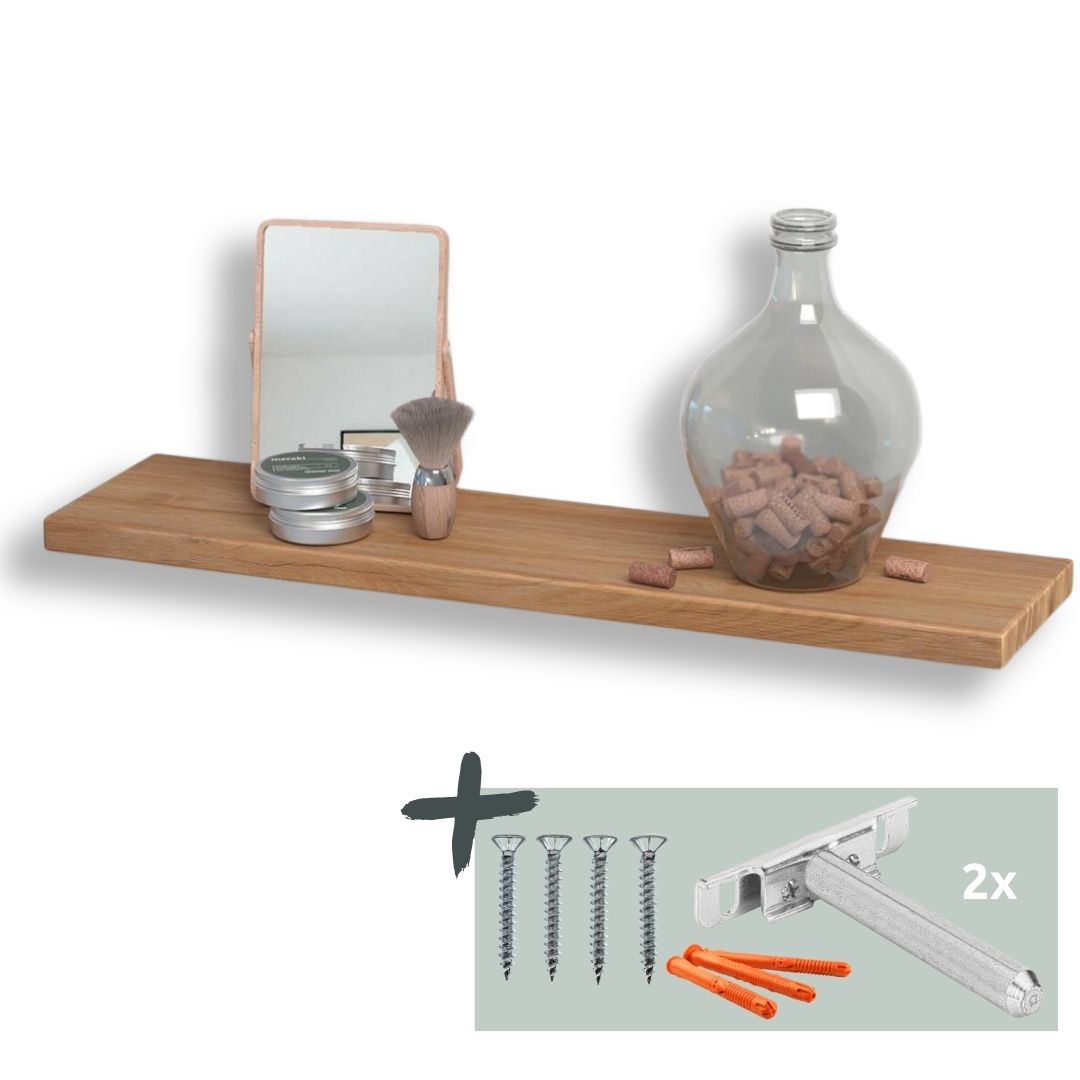 h4h336_zubehor_b6cb3a2a-31a2-4e92-833e-f7819d7f4e5a Schwebendes Wandregal aus massiver Eiche – Natur geöltes Massivholz Regal für stilvolle Wanddekoration Eiche ohne Baumkante 40 cm