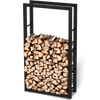 Kaminholzregal aus Metall Schwarz inkl. Ofenhandschuh80x25x150cm