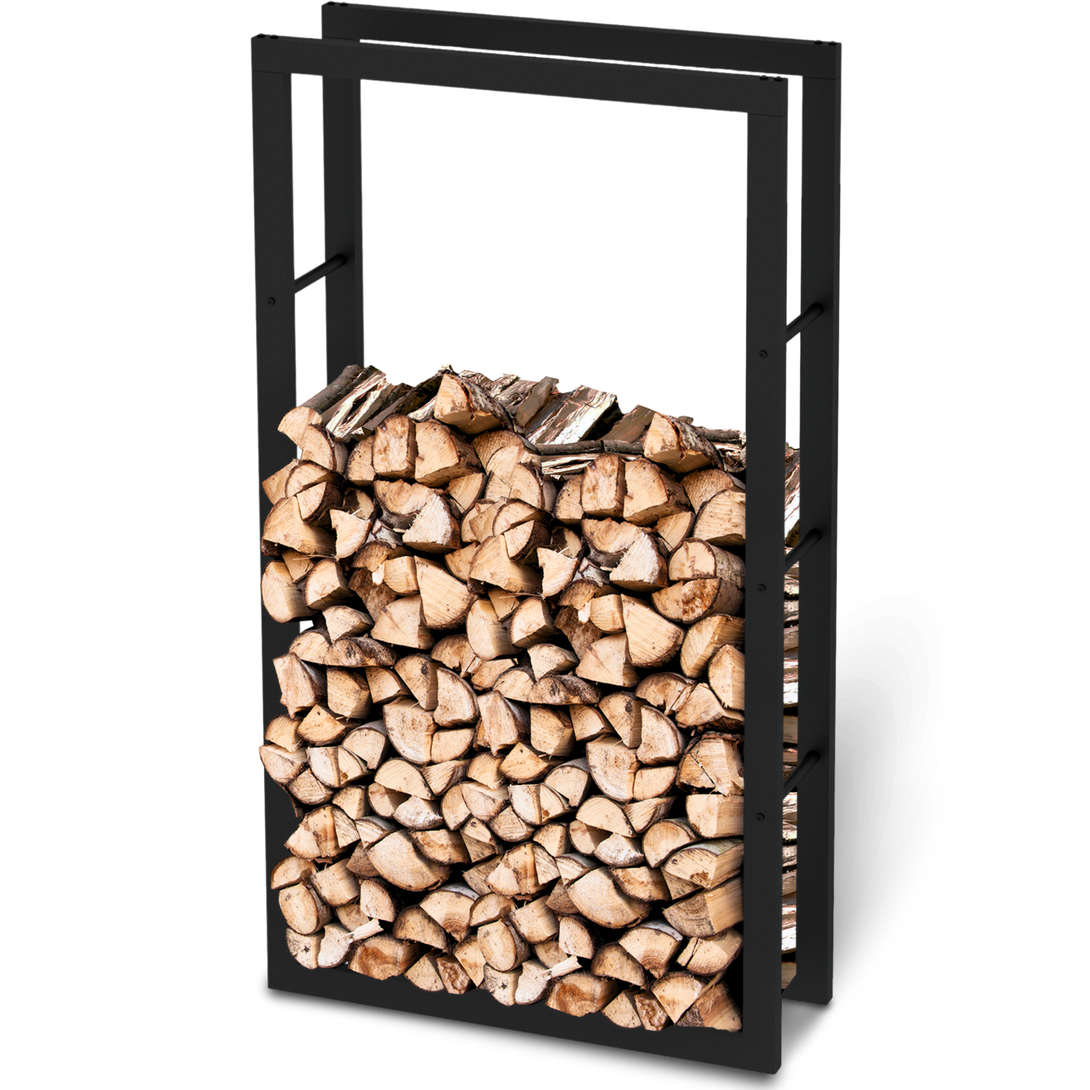Kaminholzregal aus Metall Schwarz inkl. Ofenhandschuh60x25x125cm