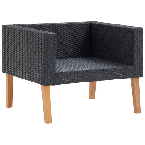 1-Sitzer-Gartensofa mit Auflagen Poly Rattan Schwarz - kalb-Living.de