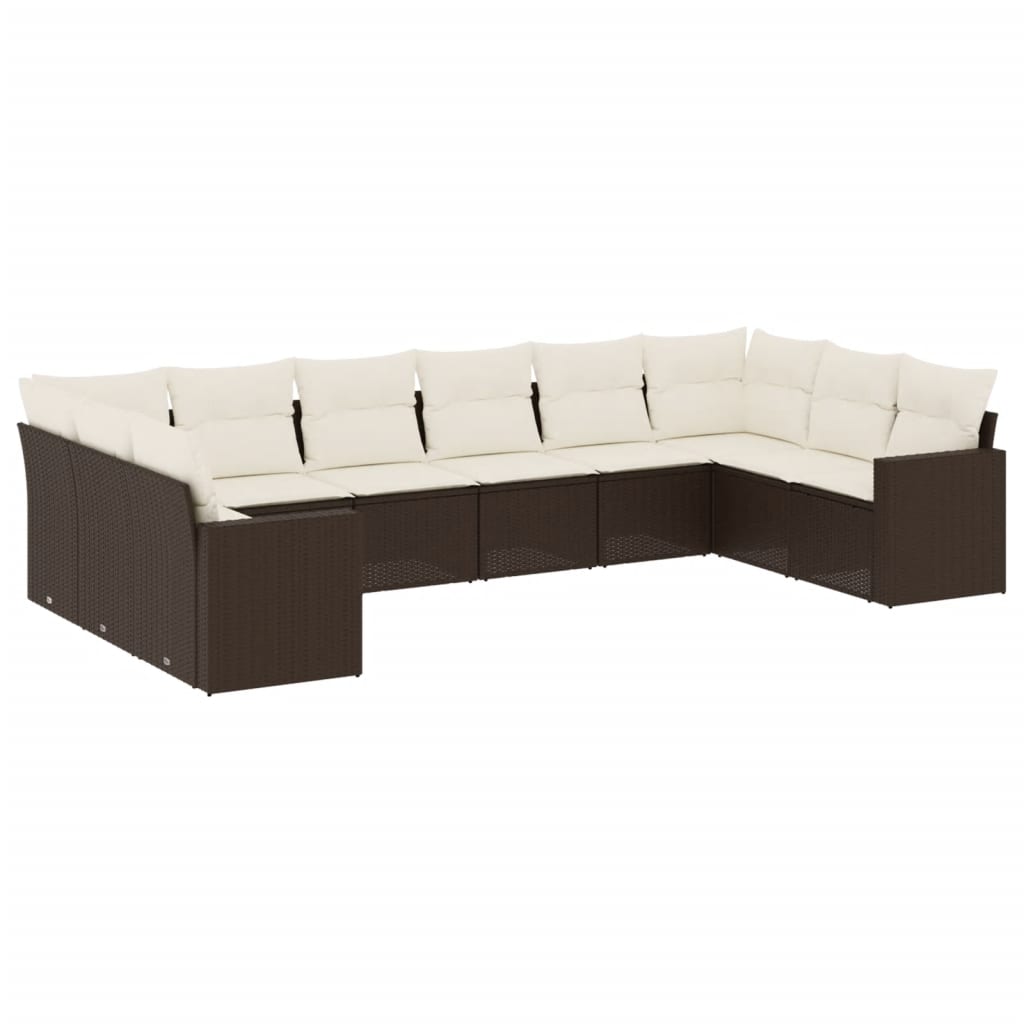 10 - tlg. Garten - Sofagarnitur mit Kissen Braun Poly Rattan - Gartensofaelemente - 8721102307850 - kalb - Living.de