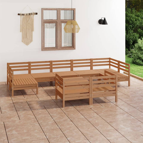 10-tlg. Garten-Lounge-Set Honigbraun Massivholz Kiefer - kalb-Living.de