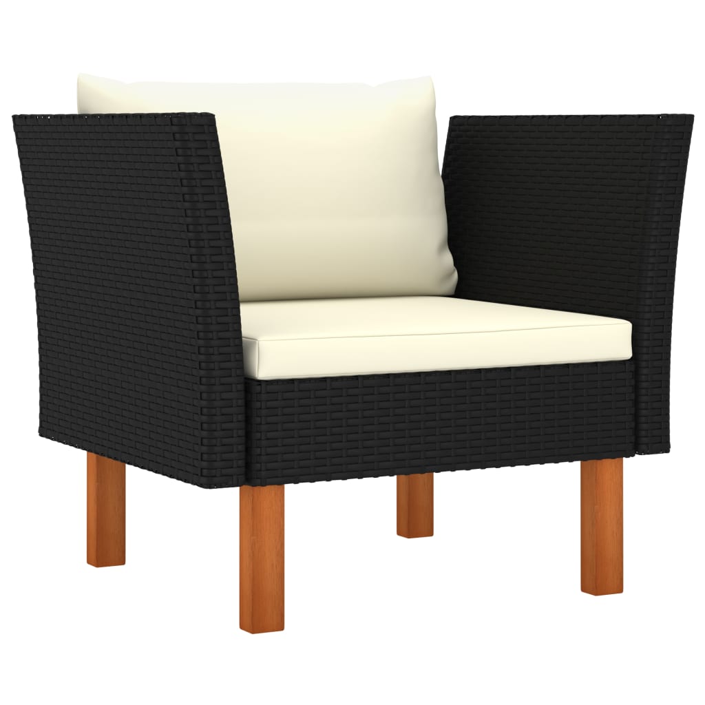 10-tlg. Garten-Lounge-Set Poly Rattan Eukalyptusholz Schwarz - kalb-Living.de