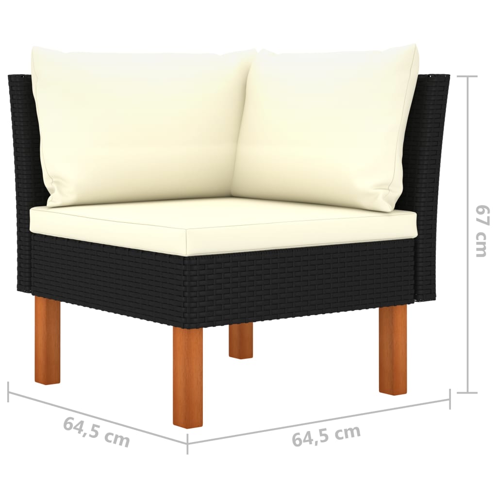 10-tlg. Garten-Lounge-Set Poly Rattan Eukalyptusholz Schwarz - kalb-Living.de