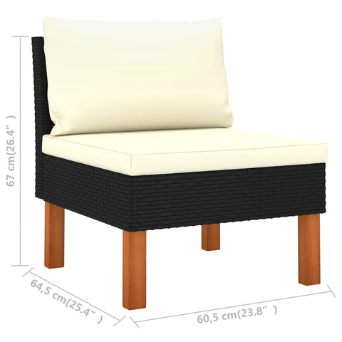10-tlg. Garten-Lounge-Set Poly Rattan Eukalyptusholz Schwarz - kalb-Living.de