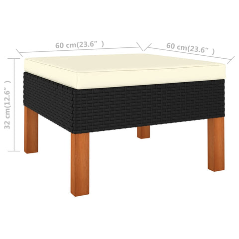 10-tlg. Garten-Lounge-Set Poly Rattan Eukalyptusholz Schwarz - kalb-Living.de