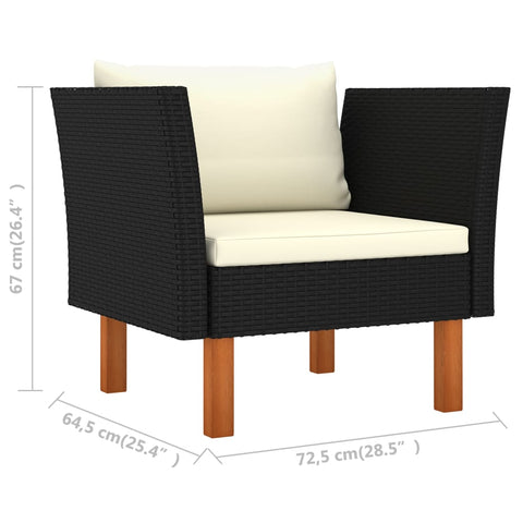 10-tlg. Garten-Lounge-Set Poly Rattan Eukalyptusholz Schwarz - kalb-Living.de