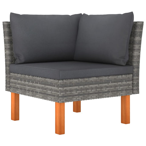 10-tlg. Garten-Lounge-Set Poly Rattan und Eukalyptusholz Grau - kalb-Living.de