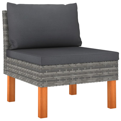 10-tlg. Garten-Lounge-Set Poly Rattan und Eukalyptusholz Grau - kalb-Living.de