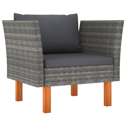 10-tlg. Garten-Lounge-Set Poly Rattan und Eukalyptusholz Grau - kalb-Living.de