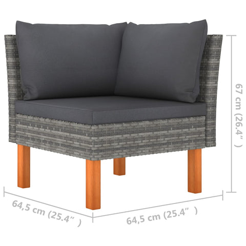 10-tlg. Garten-Lounge-Set Poly Rattan und Eukalyptusholz Grau - kalb-Living.de