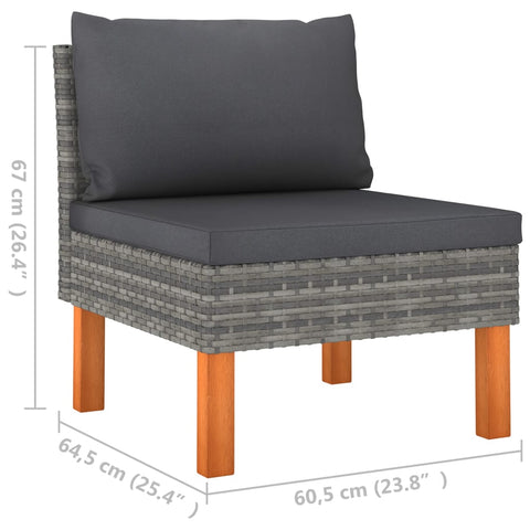 10-tlg. Garten-Lounge-Set Poly Rattan und Eukalyptusholz Grau - kalb-Living.de