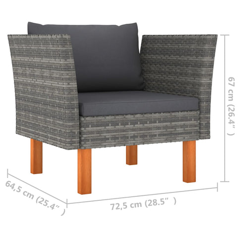 10-tlg. Garten-Lounge-Set Poly Rattan und Eukalyptusholz Grau - kalb-Living.de
