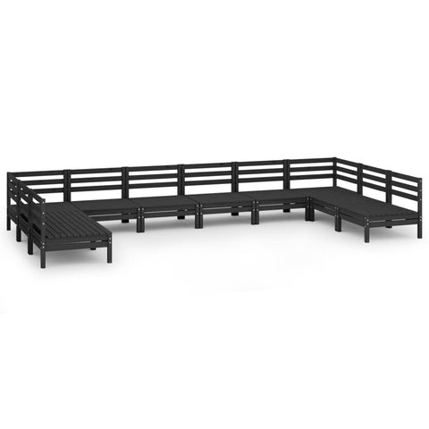 10-tlg. Garten-Lounge-Set Schwarz Massivholz Kiefer - kalb-Living.de