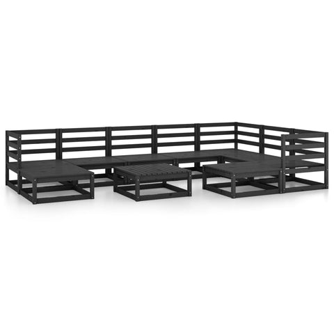 10-tlg. Garten-Lounge-Set Schwarz Massivholz Kiefer - kalb-Living.de