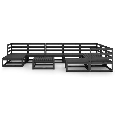 10-tlg. Garten-Lounge-Set Schwarz Massivholz Kiefer - kalb-Living.de