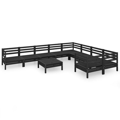 10-tlg. Garten-Lounge-Set Schwarz Massivholz Kiefer - kalb-Living.de