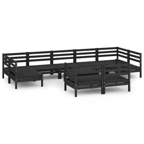 10-tlg. Garten-Lounge-Set Schwarz Massivholz Kiefer - kalb-Living.de
