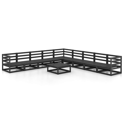 10-tlg. Garten-Lounge-Set Schwarz Massivholz Kiefer - kalb-Living.de