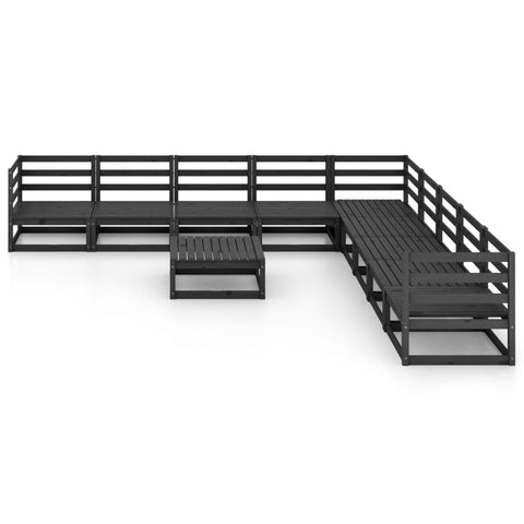 10-tlg. Garten-Lounge-Set Schwarz Massivholz Kiefer - kalb-Living.de