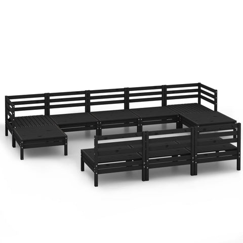 10-tlg. Garten-Lounge-Set Schwarz Massivholz Kiefer - kalb-Living.de