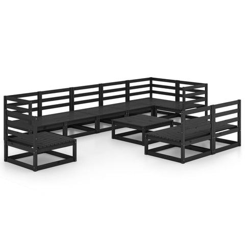 10-tlg. Garten-Lounge-Set Schwarz Massivholz Kiefer - kalb-Living.de