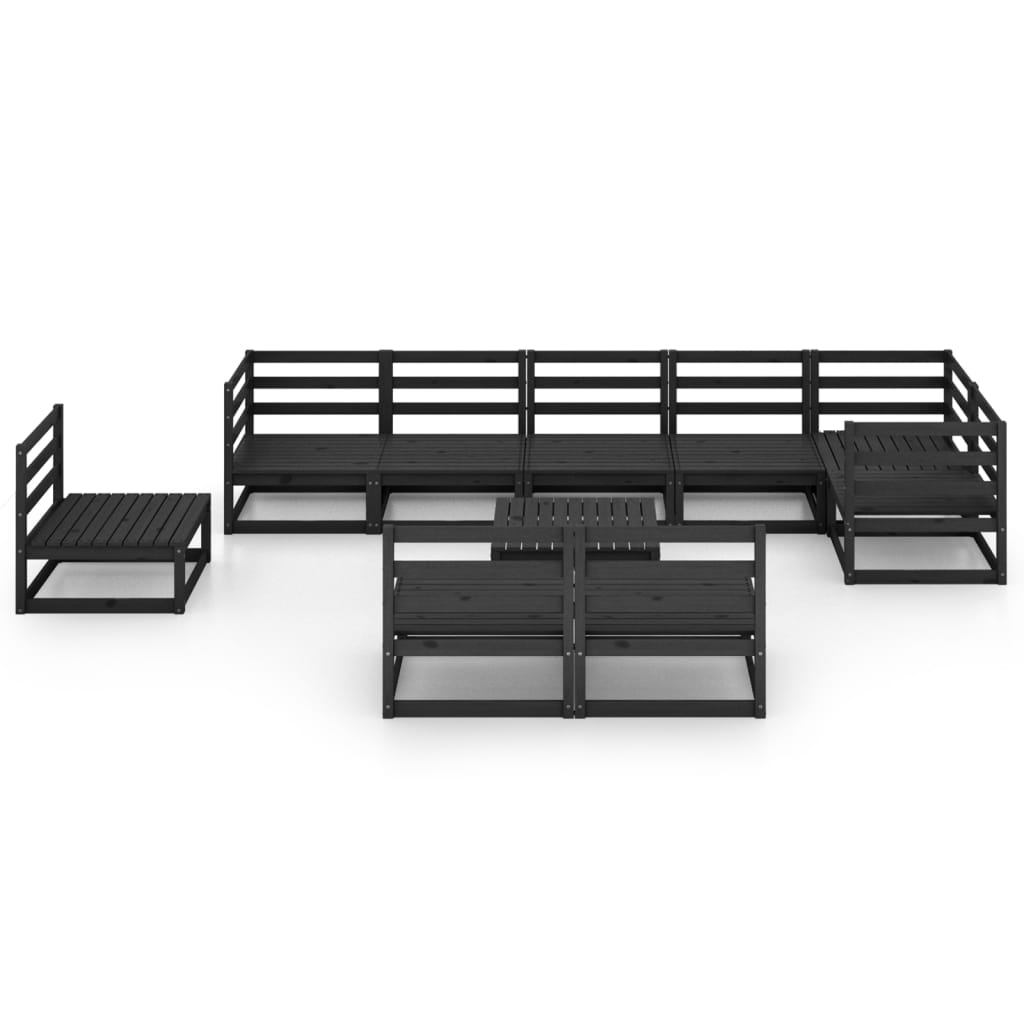 10-tlg. Garten-Lounge-Set Schwarz Massivholz Kiefer - kalb-Living.de