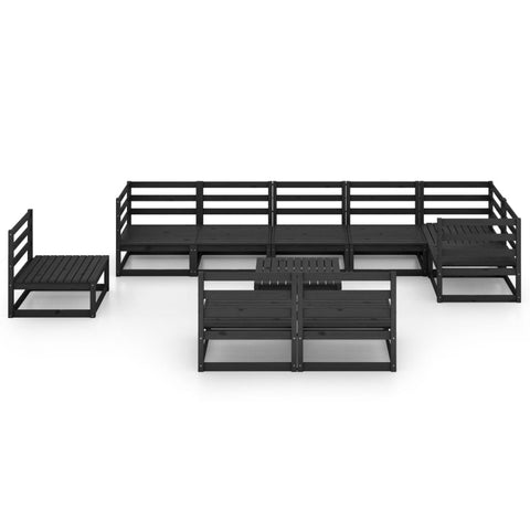 10-tlg. Garten-Lounge-Set Schwarz Massivholz Kiefer - kalb-Living.de
