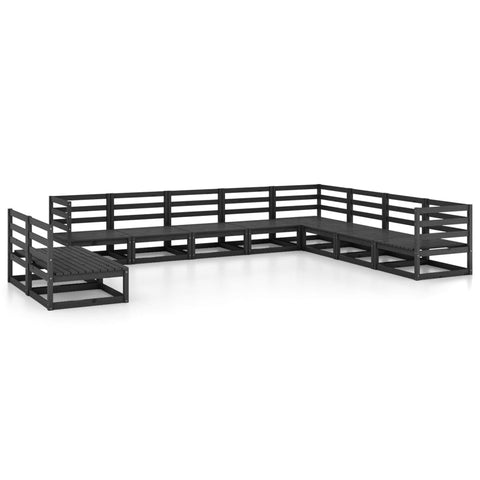 10-tlg. Garten-Lounge-Set Schwarz Massivholz Kiefer - kalb-Living.de
