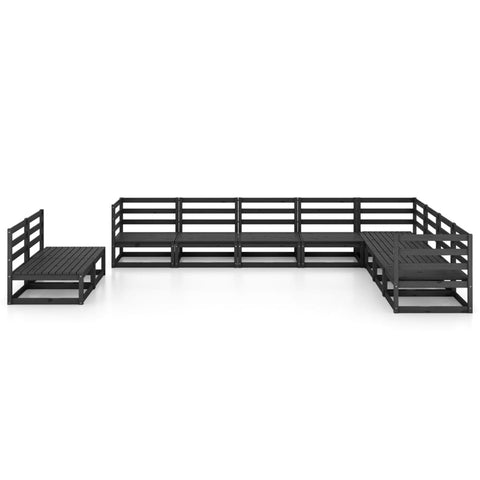 10-tlg. Garten-Lounge-Set Schwarz Massivholz Kiefer - kalb-Living.de