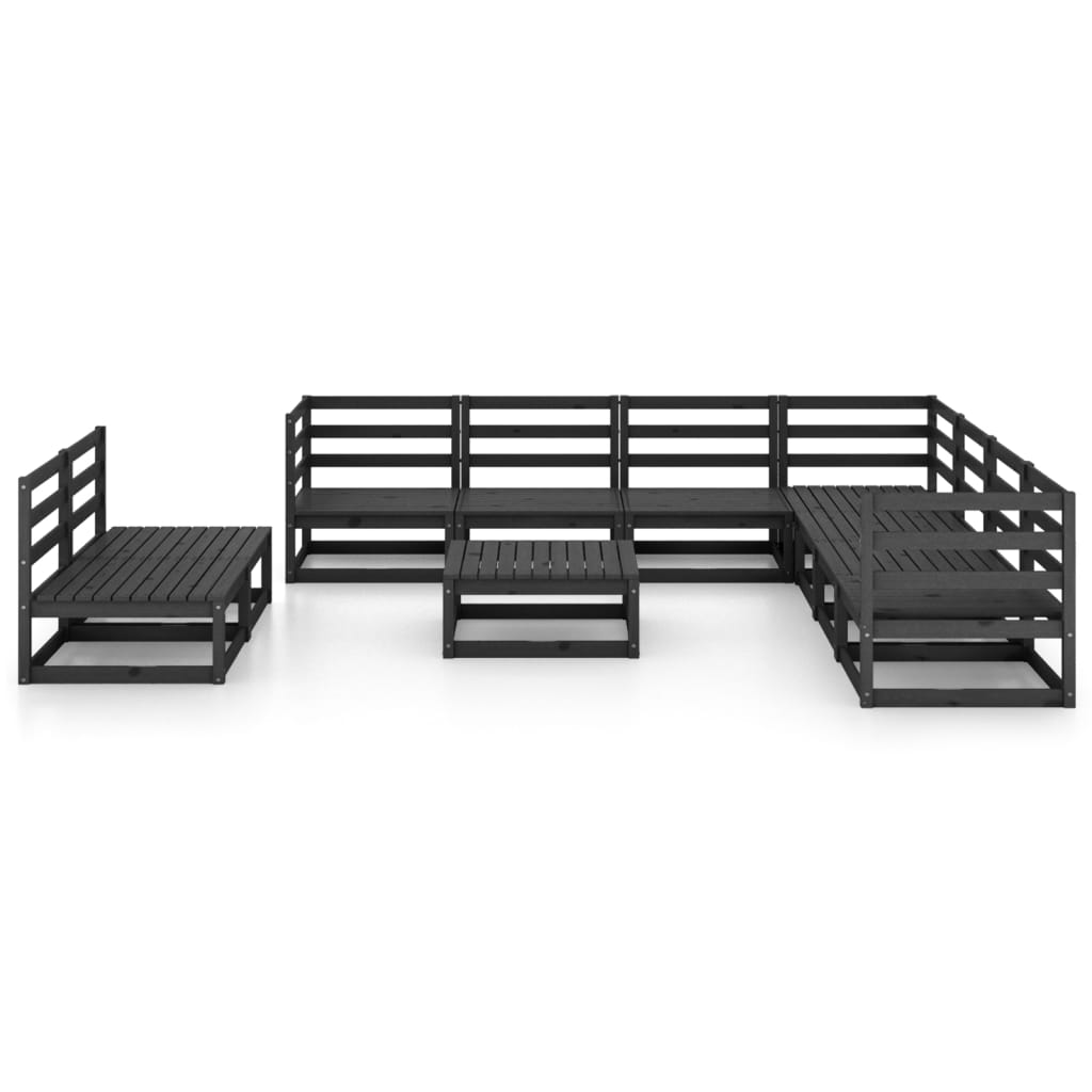 10-tlg. Garten-Lounge-Set Schwarz Massivholz Kiefer - kalb-Living.de