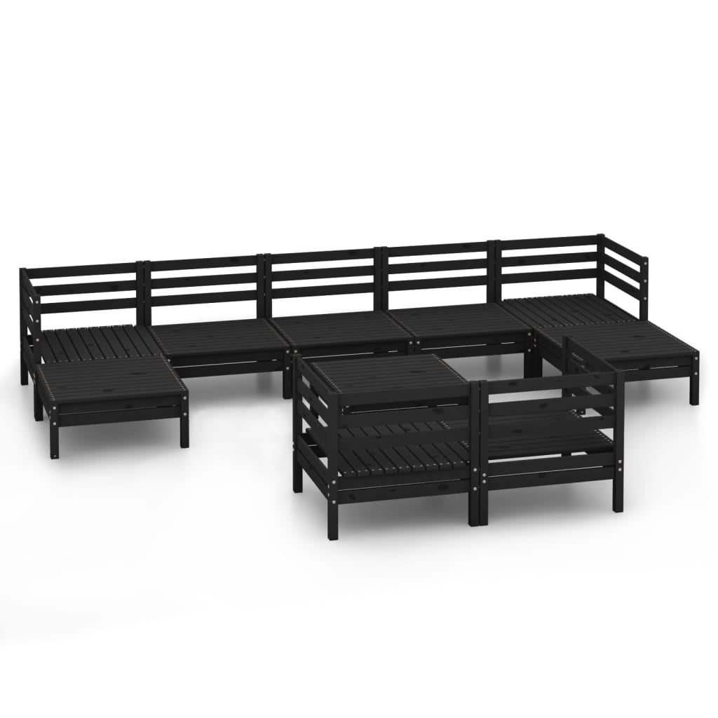 10-tlg. Garten-Lounge-Set Schwarz Massivholz Kiefer - kalb-Living.de