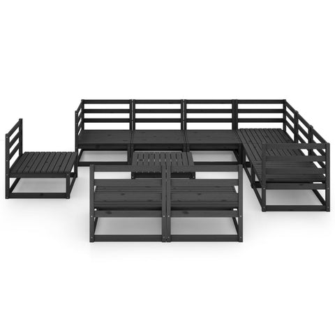 10-tlg. Garten-Lounge-Set Schwarz Massivholz Kiefer - kalb-Living.de