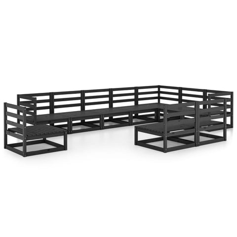 10-tlg. Garten-Lounge-Set Schwarz Massivholz Kiefer - kalb-Living.de