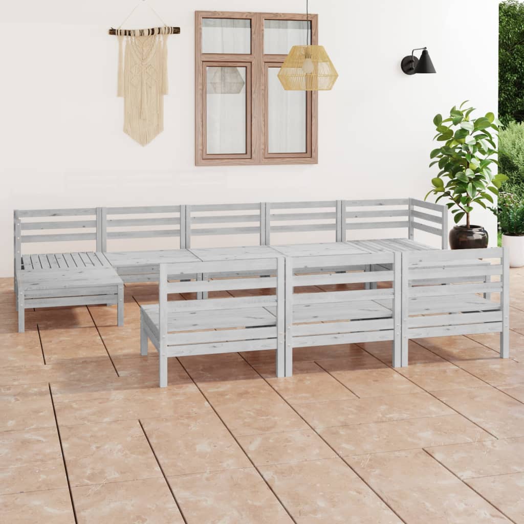 10-tlg. Garten-Lounge-Set Weiß Massivholz Kiefer - kalb-Living.de