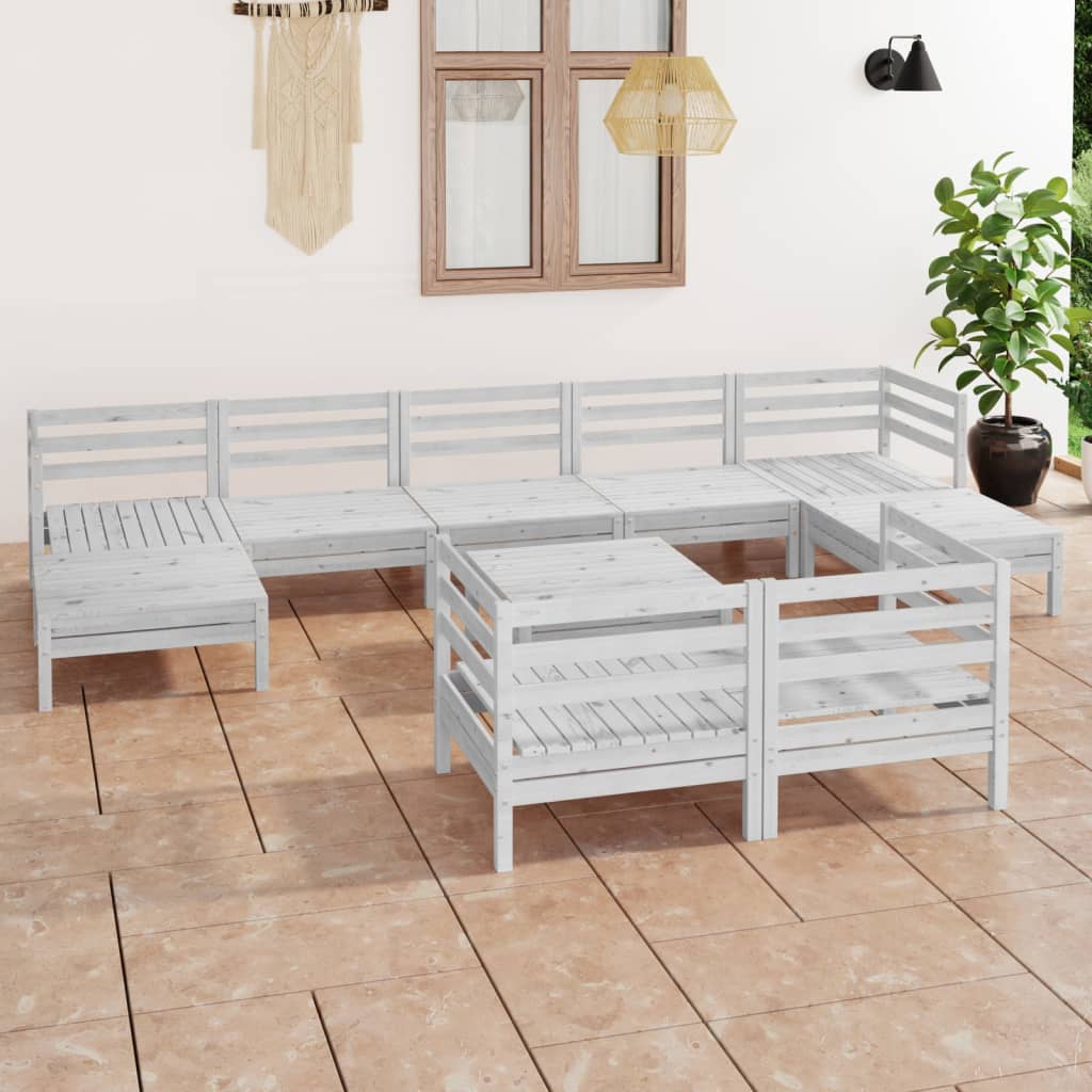 10-tlg. Garten-Lounge-Set Weiß Massivholz Kiefer - kalb-Living.de
