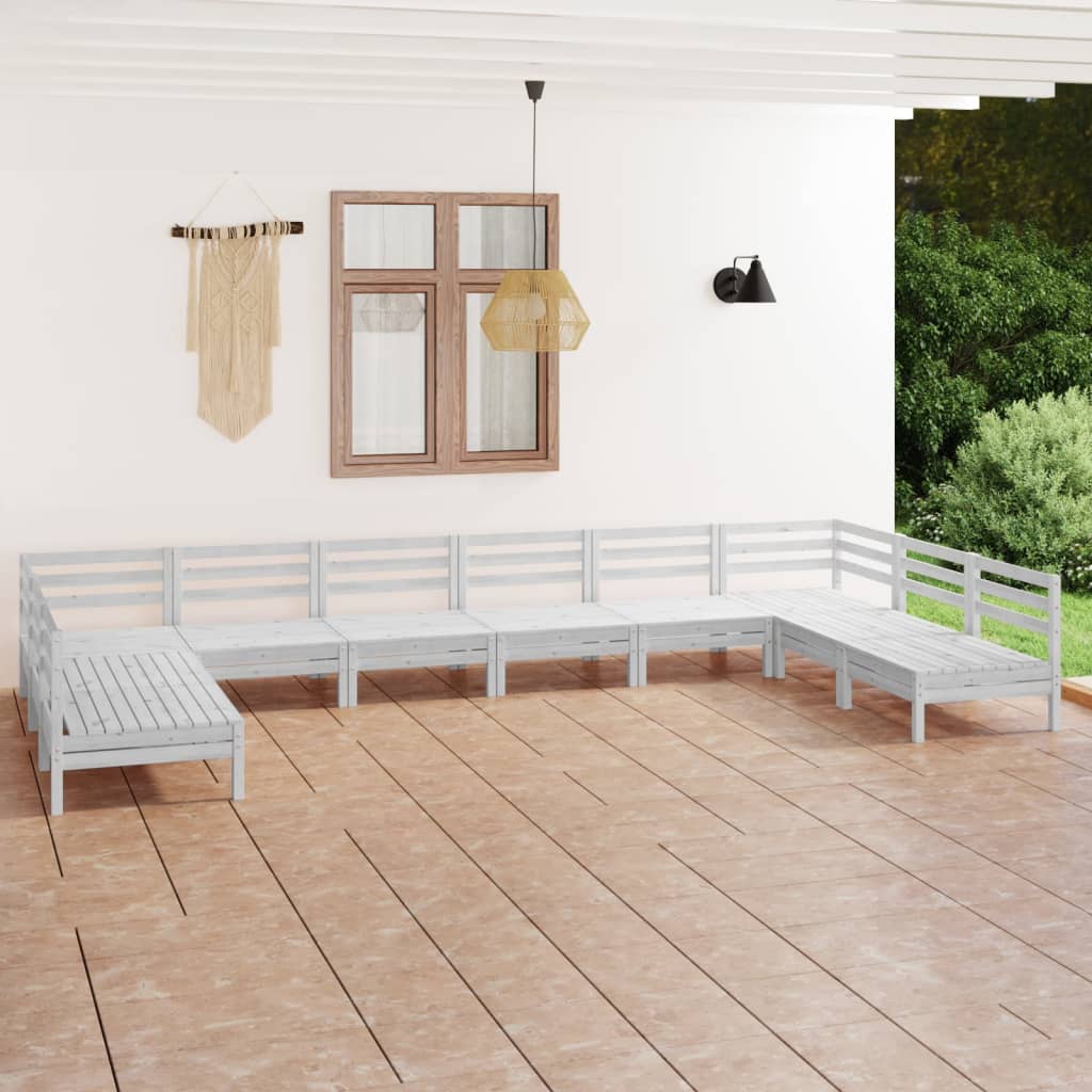 10-tlg. Garten-Lounge-Set Weiß Massivholz Kiefer - kalb-Living.de