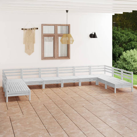 10-tlg. Garten-Lounge-Set Weiß Massivholz Kiefer - kalb-Living.de