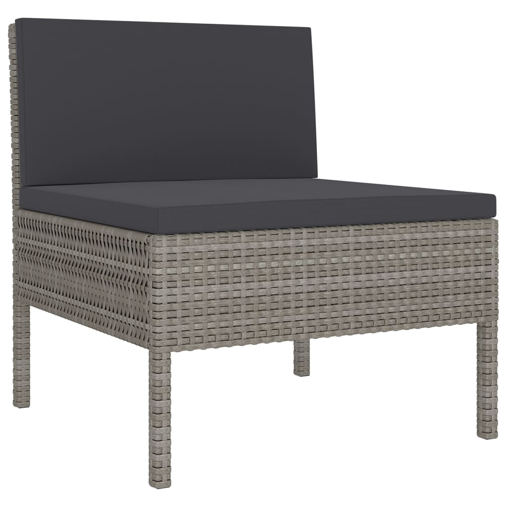 10-tlg. Garten-Lounge-Set mit Auflagen Poly Rattan Grau - kalb-Living.de