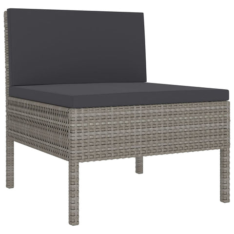 10-tlg. Garten-Lounge-Set mit Auflagen Poly Rattan Grau - kalb-Living.de