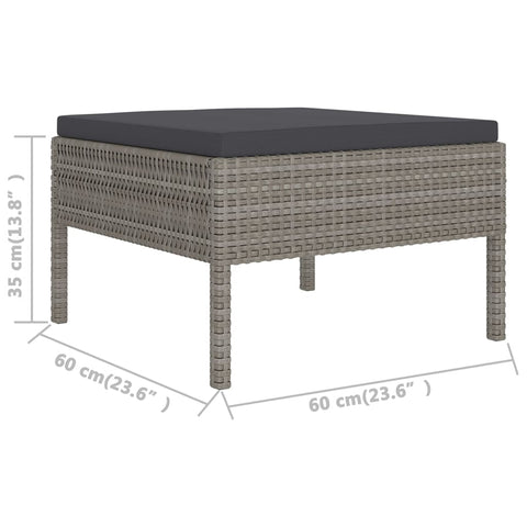10-tlg. Garten-Lounge-Set mit Auflagen Poly Rattan Grau - kalb-Living.de