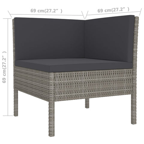 10-tlg. Garten-Lounge-Set mit Auflagen Poly Rattan Grau - kalb-Living.de