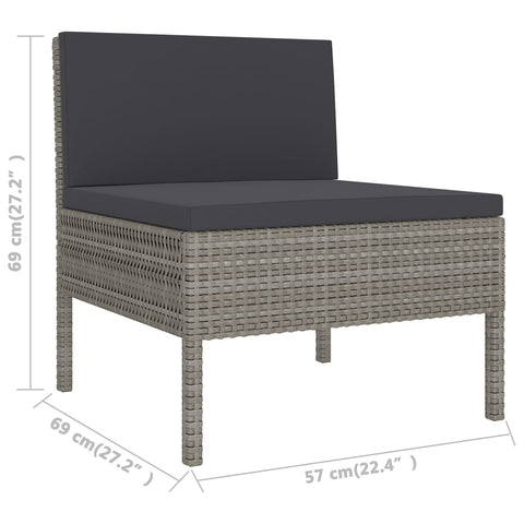 10-tlg. Garten-Lounge-Set mit Auflagen Poly Rattan Grau - kalb-Living.de