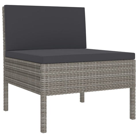 10-tlg. Garten-Lounge-Set mit Auflagen Poly Rattan Grau - kalb-Living.de